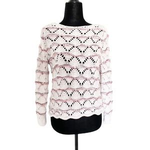 White Crochet R/B Detail Sweater